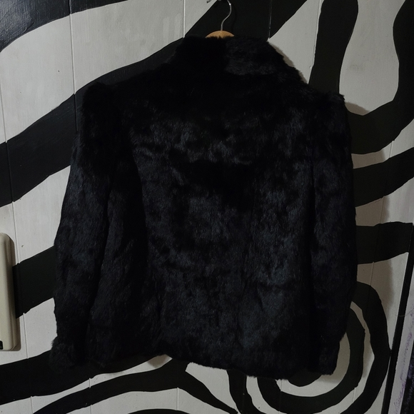 Black rabbit fur coat - Picture 2 of 5